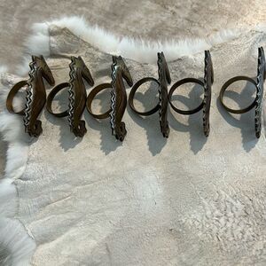 Brass Seahorse Napkin Rings (6)